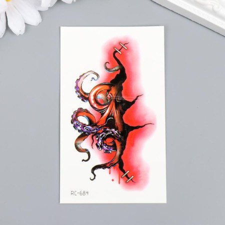 Tattoo on the body color "octopus from the wound" 10.5x6 cm