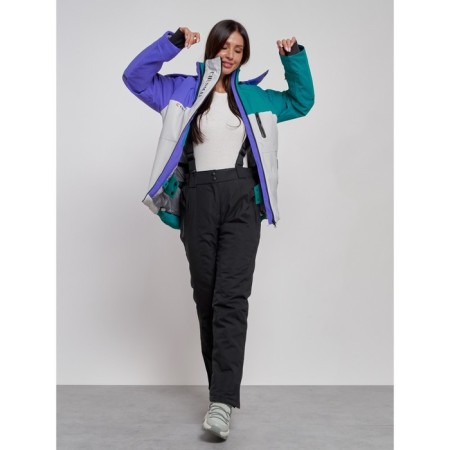 Ski jacket female winter, size 42, dark green color-10