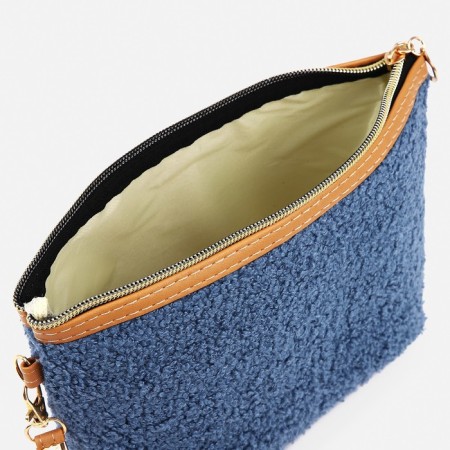 Cosmetic bag with a zipper, with a lining, blue color-2