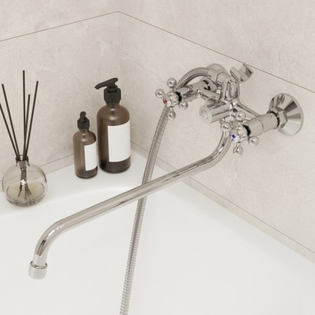 MILARDO DUPLEX DUPSB02M10 bath mixer, two-wagon, S-shaped spout 350 mm, chrome 50494-1