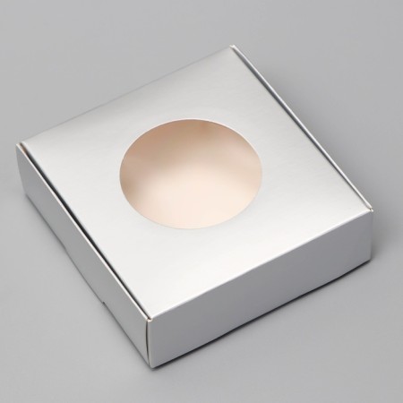 Self -charged box, with a window, silver, 10 x 10 x 3 cm-2