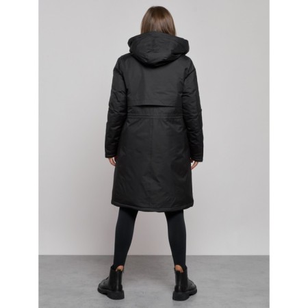 Coat insulated winter female, size 42, black color-3