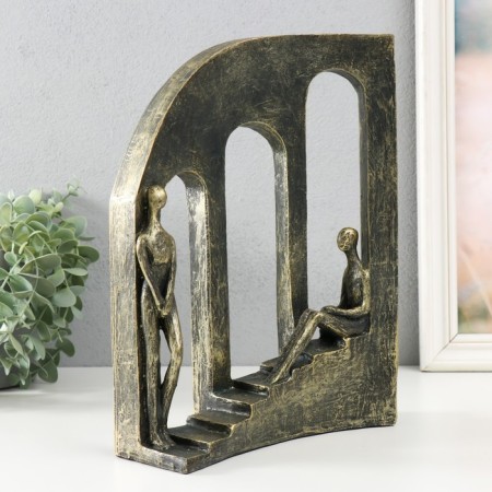 Polystone souvenir "Two on the stairs by the windows" under metal 22.7x7.7x28.7 cm-1