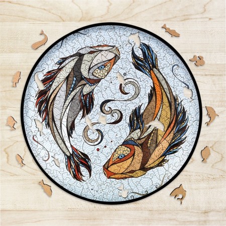 Wooden, figured puzzle Ewa. Koi carps (fish)-9
