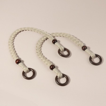Handles for a bag, 2 pcs, waxed cord/tree, 48 × 2 cm, beige color-1