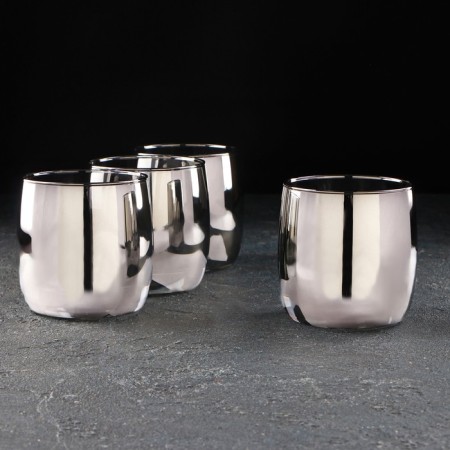 Set of low glass glasses "Shy graphite", 310 ml, 4 pcs