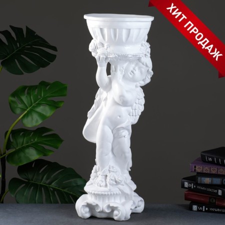 Figure pot "Angel with roses", white, 1.8 l/ 24x27x70cm