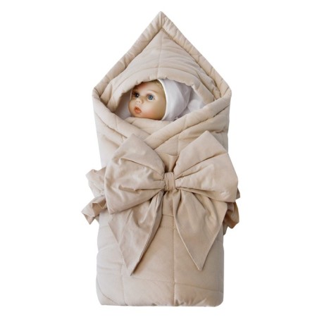 The blanus of Lullaby is quilted, size 93x2x93 cm, beige color-2