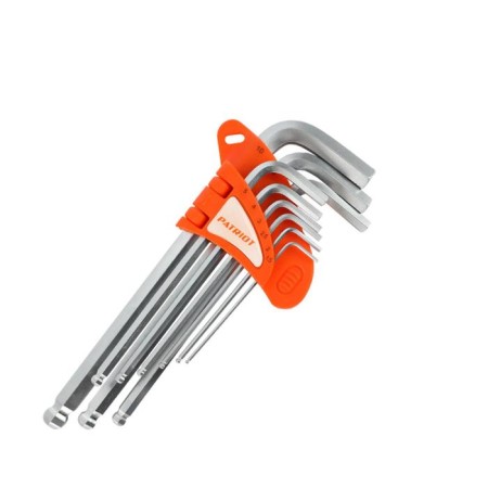 A set of keys Patriot Skh-9l, hexagonal with a ball, long, 1.5-10 mm, CRV, 9 pcs.