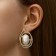 Earrings with pearls "abstraction" desire, white color in gold, stone shape and color mix