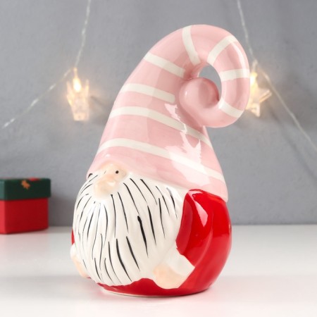 Souvenir Ceramics "Santa Claus, striped pink cap" 18x11.7x10.9 cm-4