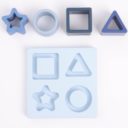 Developing toy - sorter “Study figures”, food silicone, blue color, Mum & Baby-3