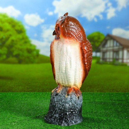 Garden figure "Owl on the stone" large 20x25x55cm-1