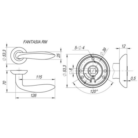 Separate handle Fuaro Fantasia Rm SN/CP-3, Matte Chrome/Chrome color-1