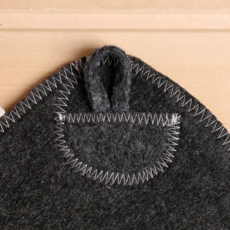 Set for the bath "Budenovets" gray: hat, rug, mitten-12