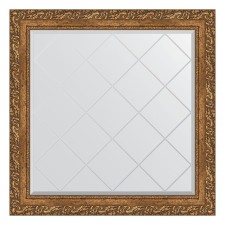 Mirror with engraving in the baguette frame, bronze vignette 85 mm, 85x85 cm