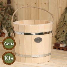 Bucket of linden, 10l, stainless hoop, handle-Vervka, 