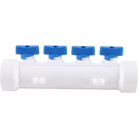 Kalde collector, polypropylene, air vent, shut -off crane, 4 outputs, blue handles-2
