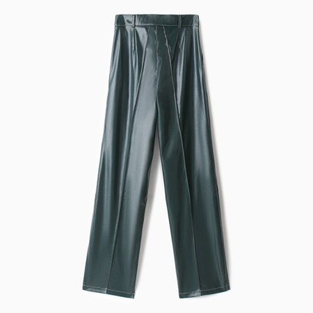 Women's pants (eco-leather) minku: eco leather green color, rn 50-10