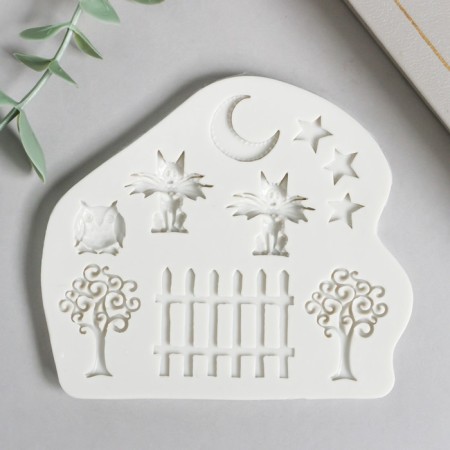 Mold Silicon "Star night with cats" 10 items 0.8x9x10 cm