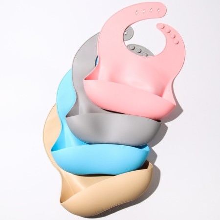 Bibslate for feeding silicone with pocket, pink color-6