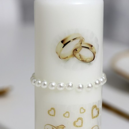 A set of wedding suppositories with beads "Wedding rings", white, handmade, mix-1