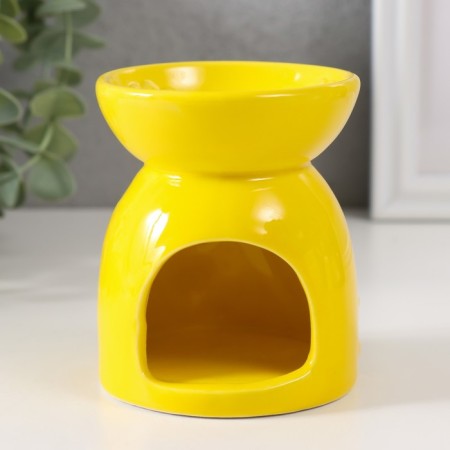 Aroma lamp ceramics "Dragonfly on the flower" yellow 7.2x7.2x8.3 cm-1