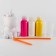 Set for creativity. Drawing by acrylic on the plastic figure "Unicorn"