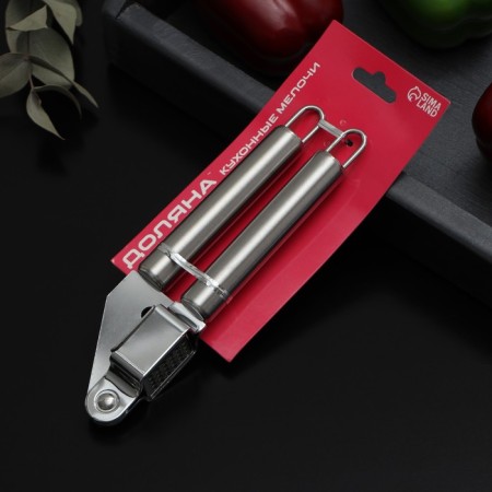 Press for garlic shares "metallic", 19.5 cm, silver color-4
