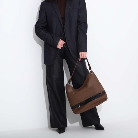 Load bag with lightning, external pocket, brown color-6