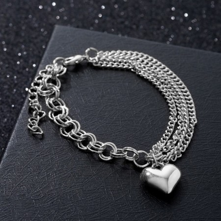 Bracelet Metal "Chain" heart voluminous, color silver, 18 cm-4