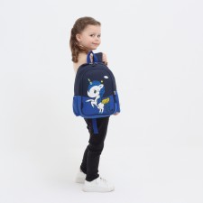 Baby backpack on lightning, external pocket, blue color