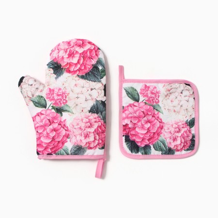 Kitchen "hydrangea" mittens-seizure 20x27cm, selection of 17x17cm 100% p/e-1
