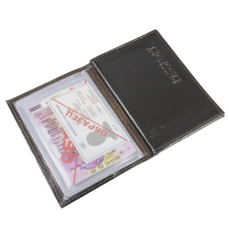 Cover for autoDocations and passports, genuine leather, brown color-1