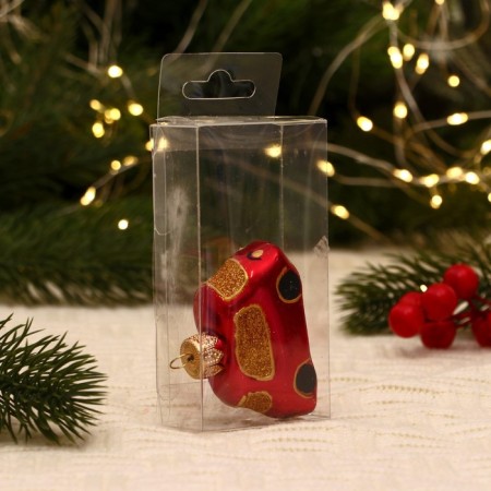 Christmas tree toy "Bus" manual painting, 4.6x6.4x2.7 cm, red-3