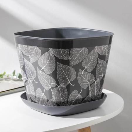 Pot with the pallet "Listopad", 5 l, the color is dark gray