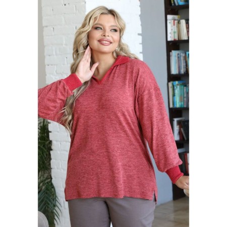 Pulover female, size 56, red color-10
