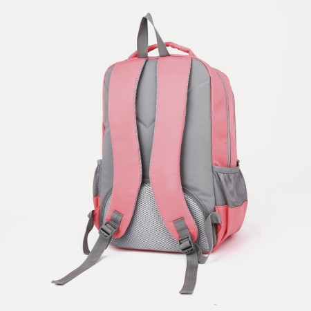 School backpack of textiles on a zipper, 4 pockets, Fulldorn, pink color-3