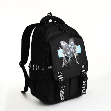 Youth backpack from lightning textiles, 5 pockets, black color-2