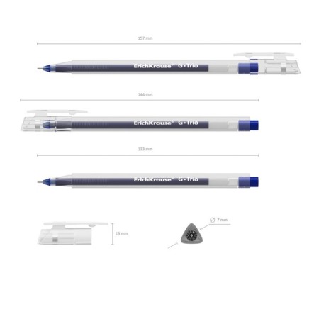 Gel pen Erichkrause G-Trio, node 0.5 mm, blue ink, letter line length 1000 meters-2