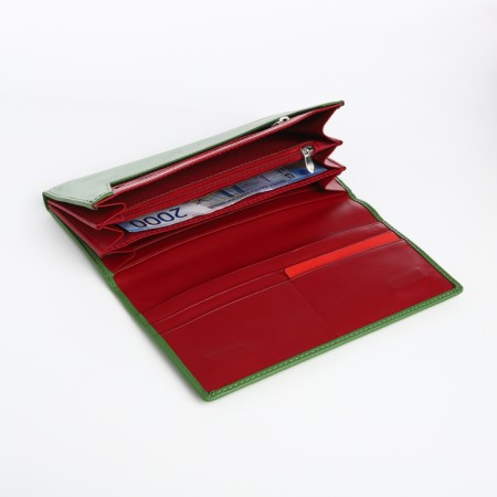 Women's wallet on magnet, green color-3