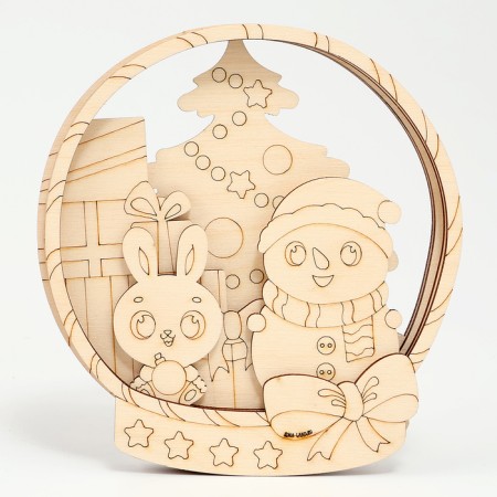 Wood painting for the New Year "Fun Winter", New Year's set for creativity-3