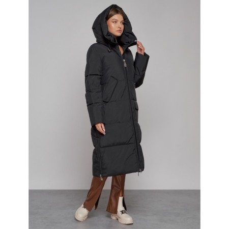 Coat insulated winter female, size 42, black color-6