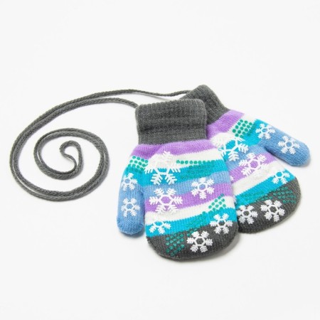 Baby mittens, gray/stripes, size 14.5x6.7