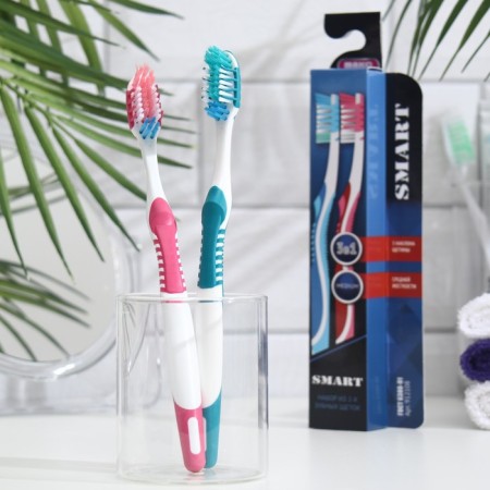 The toothbrush "split" of medium stiffness, blue, 2 pcs.