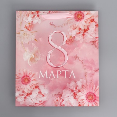 Gift Package laminated, packaging, “since March 8”, flowers, m 30 x 26 x 9 cm-5