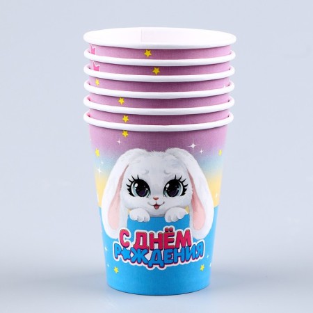 A set of paper dishes is a disposable bunny ”: 6 plates, 1 garland, 6 glasses-6