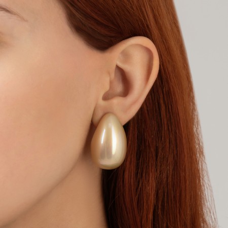 Earrings plastic "drop" smooth max, beige color-4