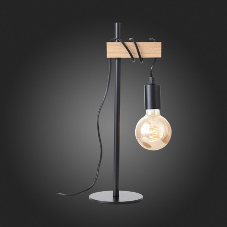 Evoluce bedside lamp. SL1142.404.01. Bagetti. 1x60 W, E27, 17x14x46 cm, black color, light wood-2