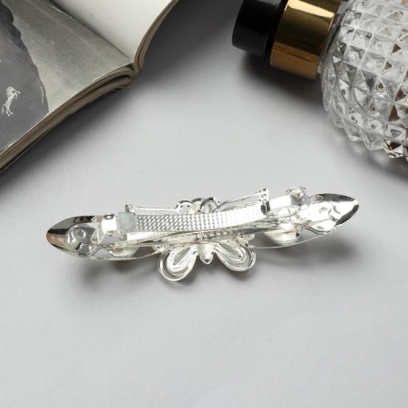 Hair hair clip "Butterfly" white hearts, 9 cm, mix-1